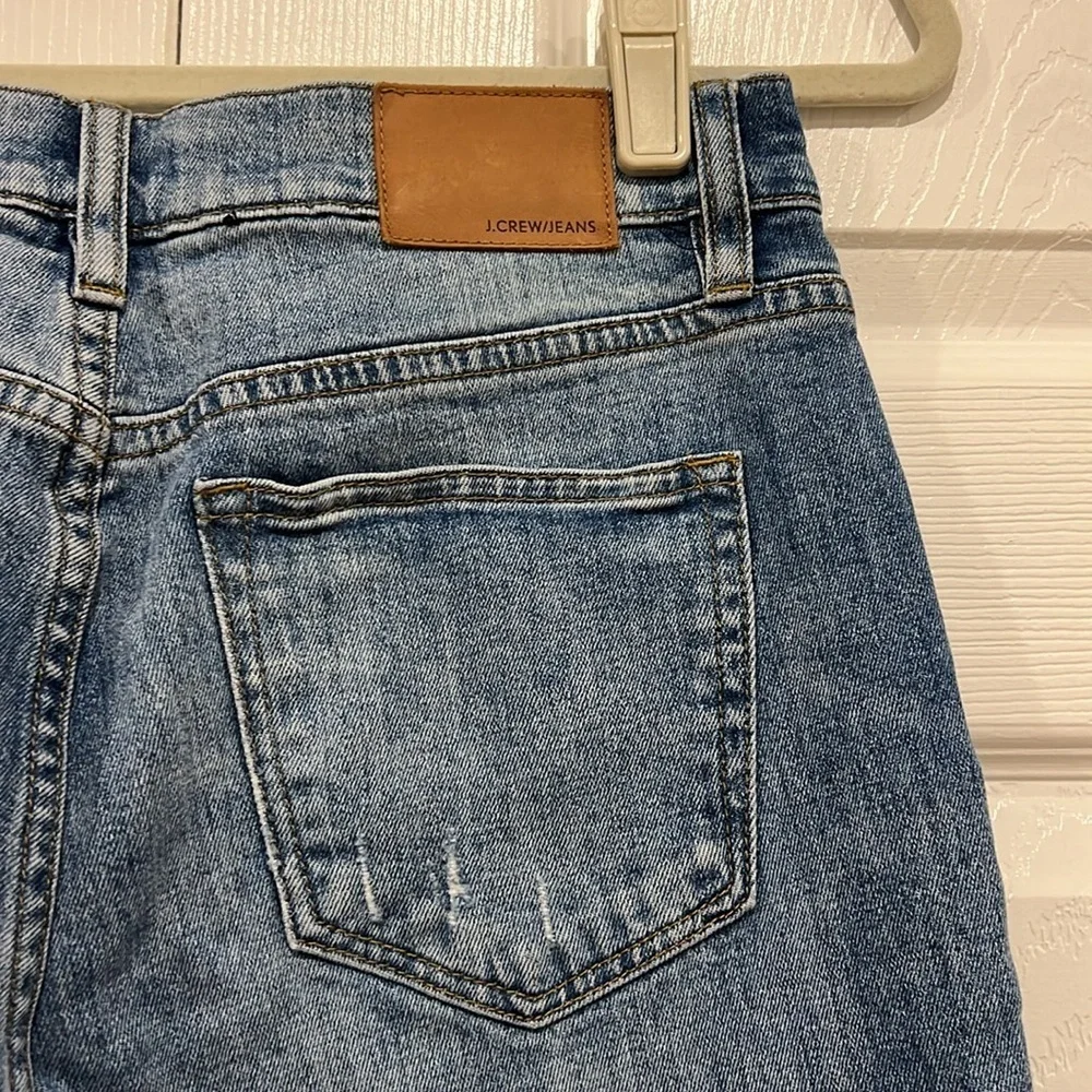 J. Crew‎ Slim Broken-in Boyfriend Patchwork Distressed Blue Denim Jeans Size 27